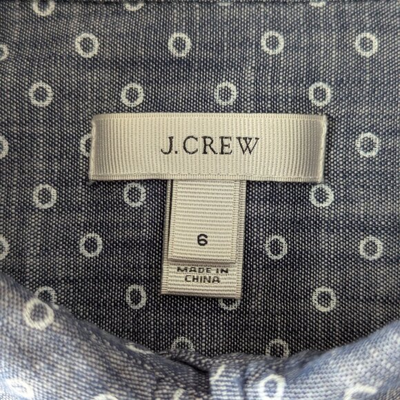 J.Crew Indigo Polka Dot Long Sleeve Half Button up Chambray Shirt Tunic - Picture 3 of 9